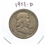 1951-D Franklin Silver Half Dollar