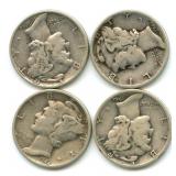 (4) 1944 Mercury Silver Dimes