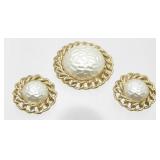 Sarah Coventry Faux Pearl Gold Rope Brooch Pin