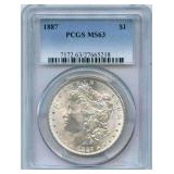 1887 Morgan Silver Dollar - PCGS MS 63