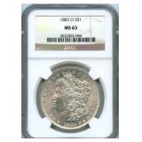 1883-O Morgan Silver Dollar - NGC MS 63