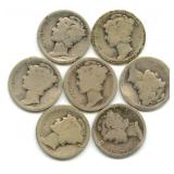 (7) Mercury Silver Dimes