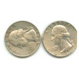 (2) U.S. Washington Silver Quarters