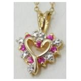 Vintage Gold Over Sterling Silver Red and Clear