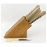 4 Kitchen Knives with Wooden Holder