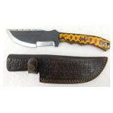 New Carbon Steel Hunting Knife with Leather