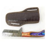New Damascus Steel Bull Cutter Knife with Leather