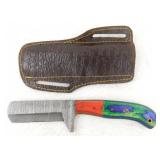 New Damascus Steel Bull Cutter Knife with Leather