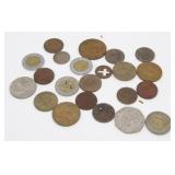1886 Colombian 5ï¿½ Coin & Group of Vintage Mexican