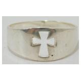 Sterling Silver Faith Cross Ring - Size 10