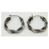 Vintage Sterling Silver Hoop Earrings - 3/4'