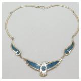 Vintage Eagle Crushed Turquoise Inlay Signed