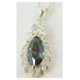 Sterling Silver Mystic Topaz Pendant Necklace -