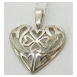 Sterling Silver Heart and Pendant Necklace - 18'