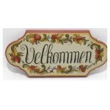 Rosemaling Velkommen Painted Wood Sign