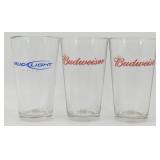 * 3 Budweiser Pint Glasses