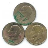 (3) U.S. Eisenhower Dollars: (2) 1971-D and 1972