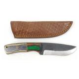 New Carbon Steel Drop Point Knife with Leather