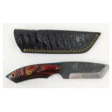 New Carbon Steel Tanto Knife with Leather Sheath