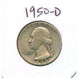 1950-D Washington Silver Quarter