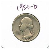 1950-D Washington Silver Quarter