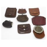 Group of 8 Old Leather Coin Purses - Various
