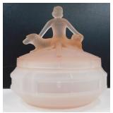 * L.E. Smith "Annette" Pink Covered Powder Jar