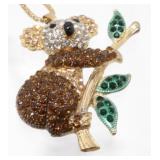 Betsey Johnson Koala Rhinestone Pendant Necklace