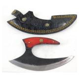 New Carbon Steel Ulu Knife with Leather Sheath