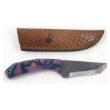 New Carbon Steel Tanto Knife with Leather Sheath