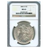 1883-O Morgan Silver Dollar - NGC MS 63