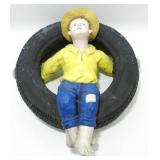 * Vintage 16' Boy on Tire Swing Yard Art