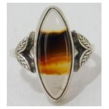 Sterling Silver Agate Ring, Size 5ï¿½ and Weighs