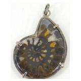 Vintage Ammonite Mollusk Fossil Sterling Silver