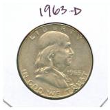 1963-D Franklin Silver Half Dollar