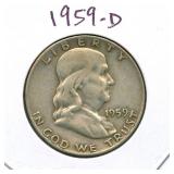 1959-D Franklin Silver Half Dollar