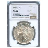1881-S Morgan Silver Dollar - NGC MS 63