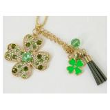 Betsey Johnson Shamrock Clover Pendant Necklace