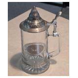 ** Offsite ** Heavy Glass Beer Stein with Pewter