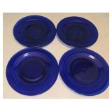 ** Offsite ** Set of 8 Sapphire Blue Glass Plates