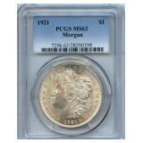 1921 Morgan Silver Dollar - PCGS MS 63