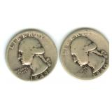 1940 & 1949 Washington Silver Quarters