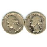 1937 & 1948-S Washington Silver Quarters