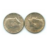 (2) 1969 Kennedy Silver Half Dollars - 40% Silver
