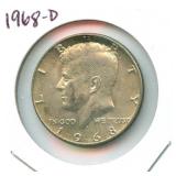 1968-D Kennedy Silver Half Dollar - 40% Silver