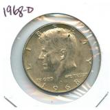 1968-D Kennedy Silver Half Dollar - 40% Silver