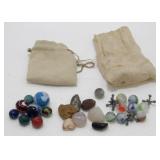 Group of Marbles, Rocks & Jacks in Bags