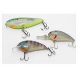 3 Crankbait Fish Lures - Bill Dance and Bomber.
