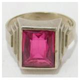 10k White Gold Handmade Men's Art Deco Ring -
