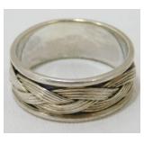 Vintage Sterling Silver Thick Weave Ring - Size
